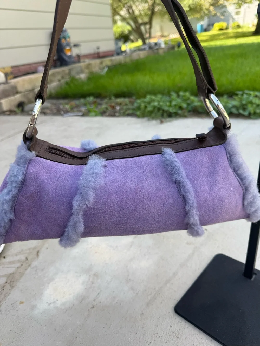 Vintage Y2K UGG Australia Lavender Shearling Suede Shoulder/Hobo Bag